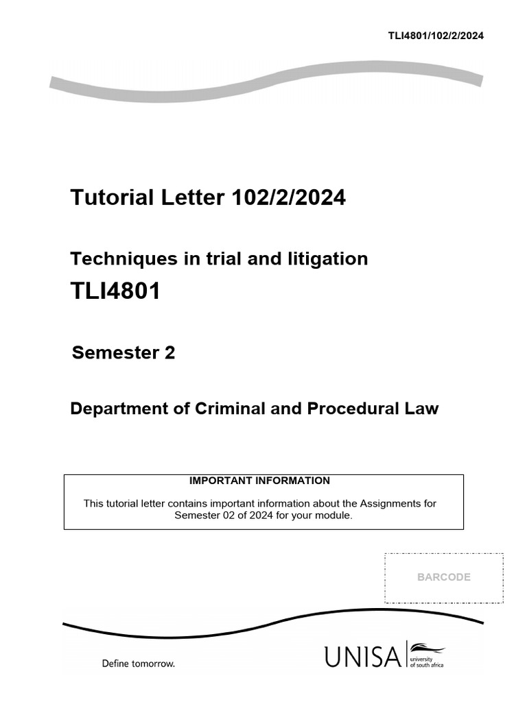 Tl 102 2 2024 for assignments pdf criminal procedure in south
