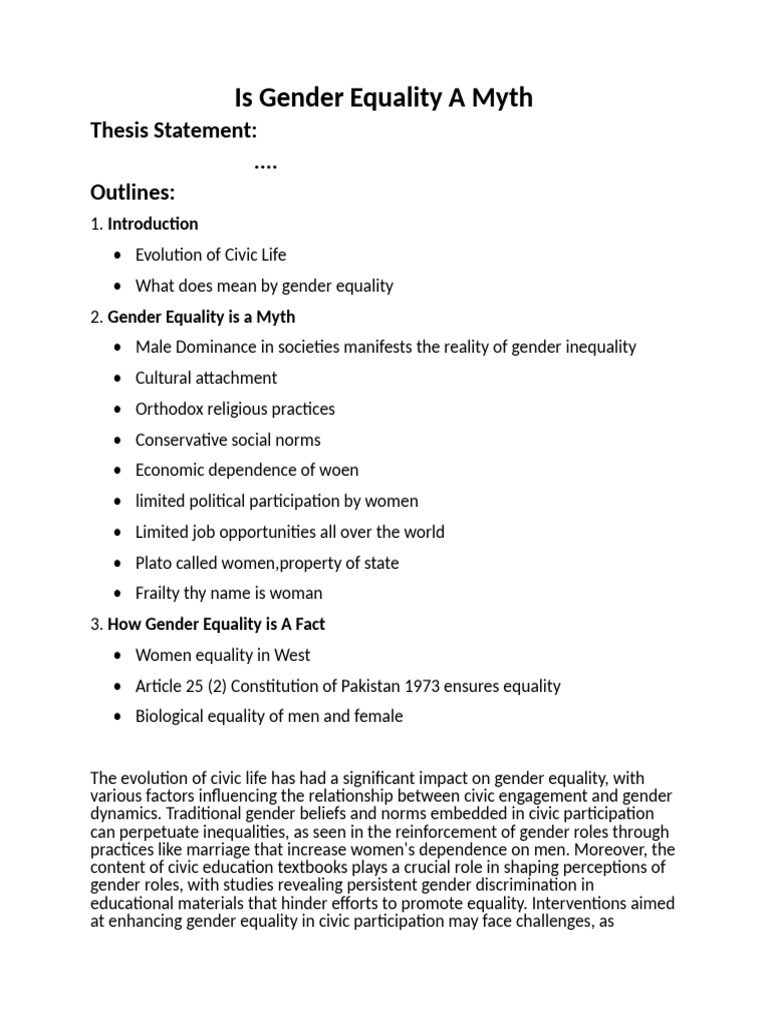 Gender Equality: Myth vs. Reality | PDF | Gender | Gender Studies