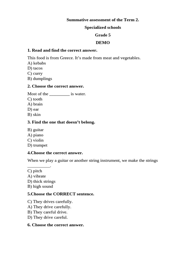 Grade 5 Term 2 Assessment Guide | PDF