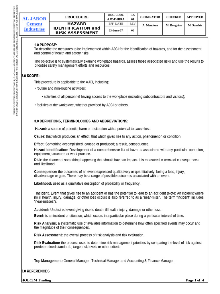 Hazard Identification and Risk Assessment | PDF | Risk | Risk Assessment