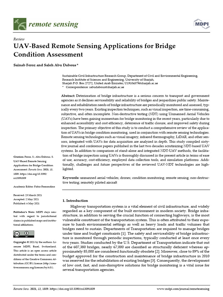 UAV Based Remote Sensing Applications For | PDF | Unmanned Aerial ...