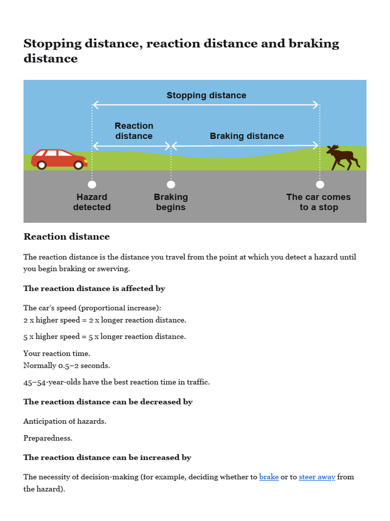Calculating Reaction and Braking Distances | PDF | Speed ...