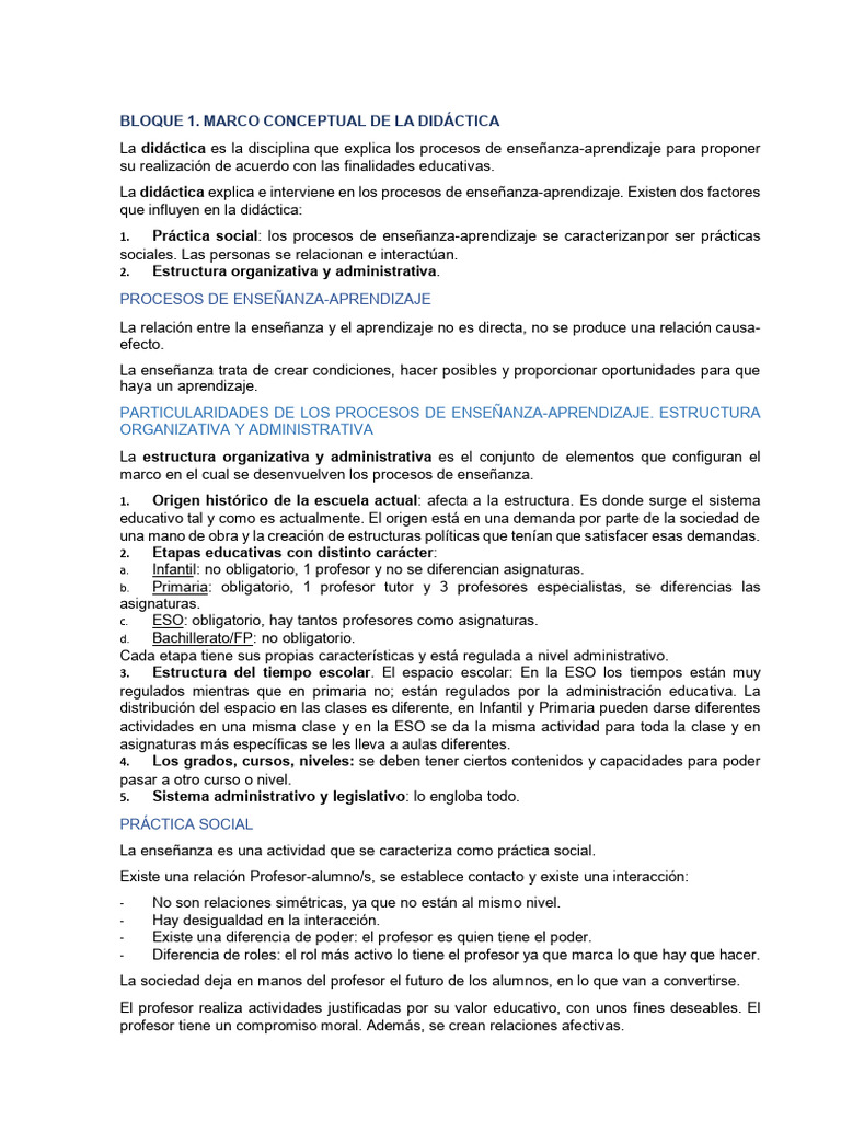 Apuntes Didáctica | PDF | Plan de estudios | Maestros