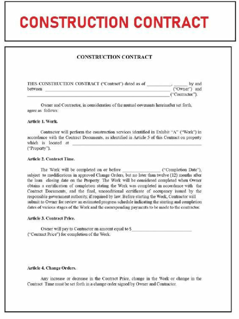 Construction Contract | PDF