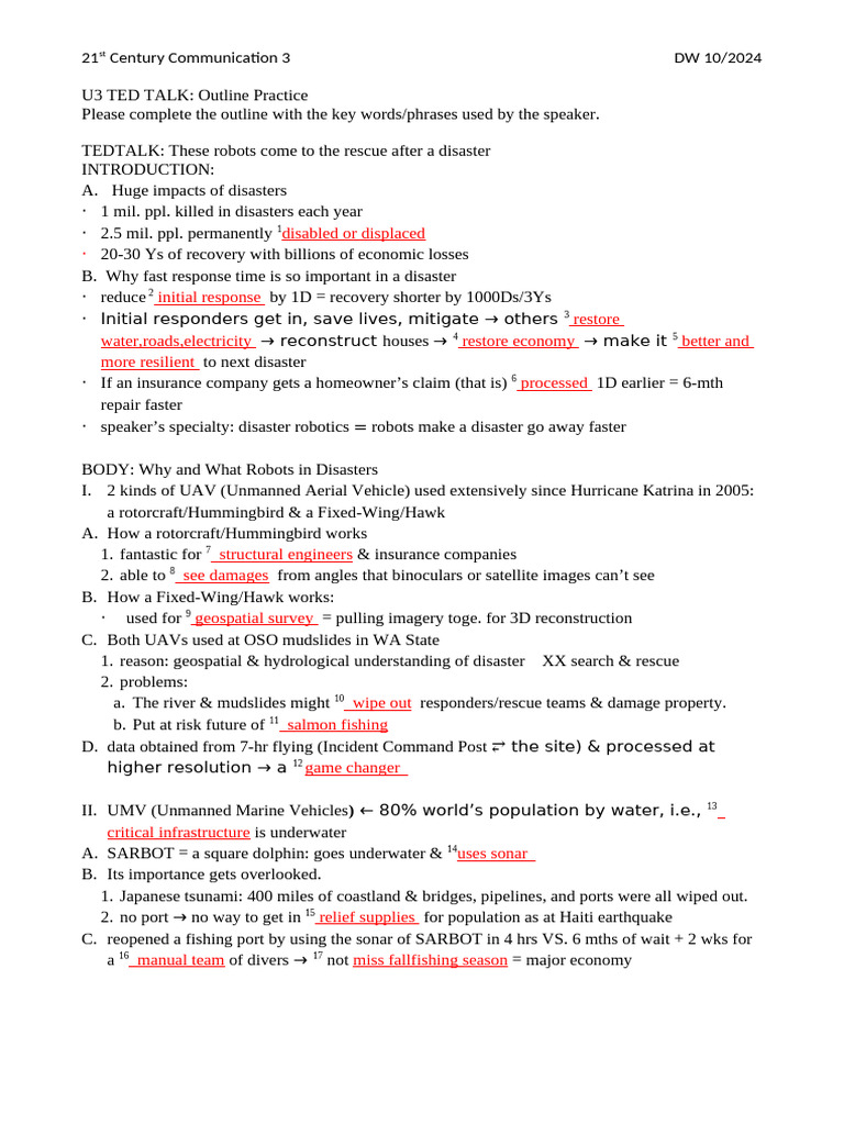 H1111304038 - U3 TEDTALK Outline 20241113 | PDF