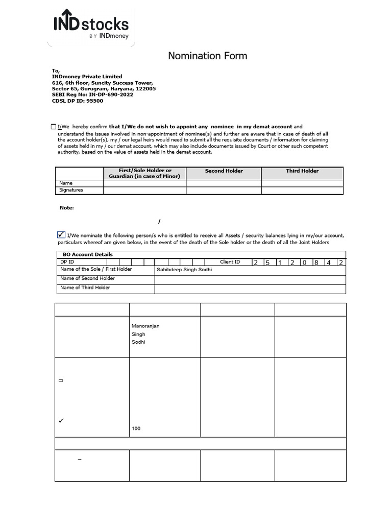 9811285101 es indian stock nominee indmoney esign pdf