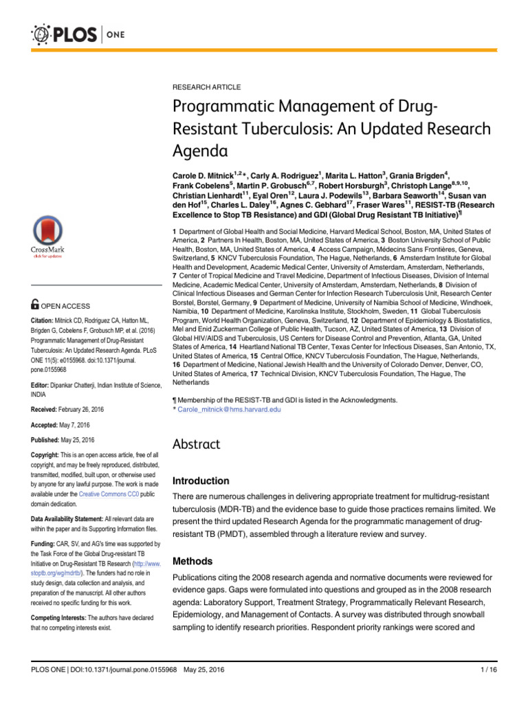 Programmatic Management of Drug-Resistant Tuberculosis - An Updated ...