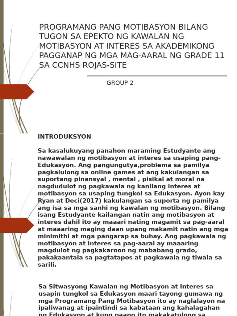 Programang Pang Motibasyon Bilang Tugon Sa Epekto NG | PDF