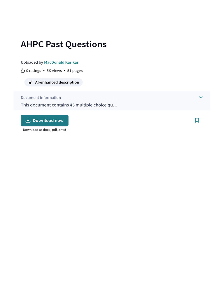 AHPC Past Questions - PDF - Anatomical Terms of Motion - Shoulder | PDF ...