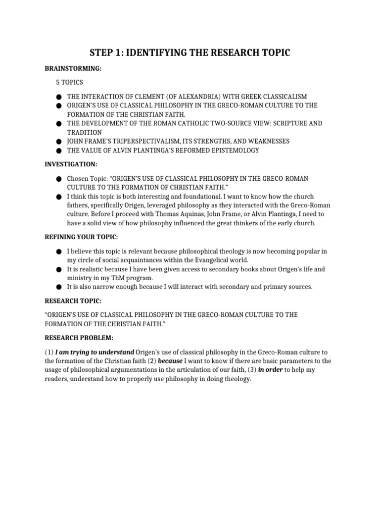 1 Step One Identifying The Research Topic | PDF