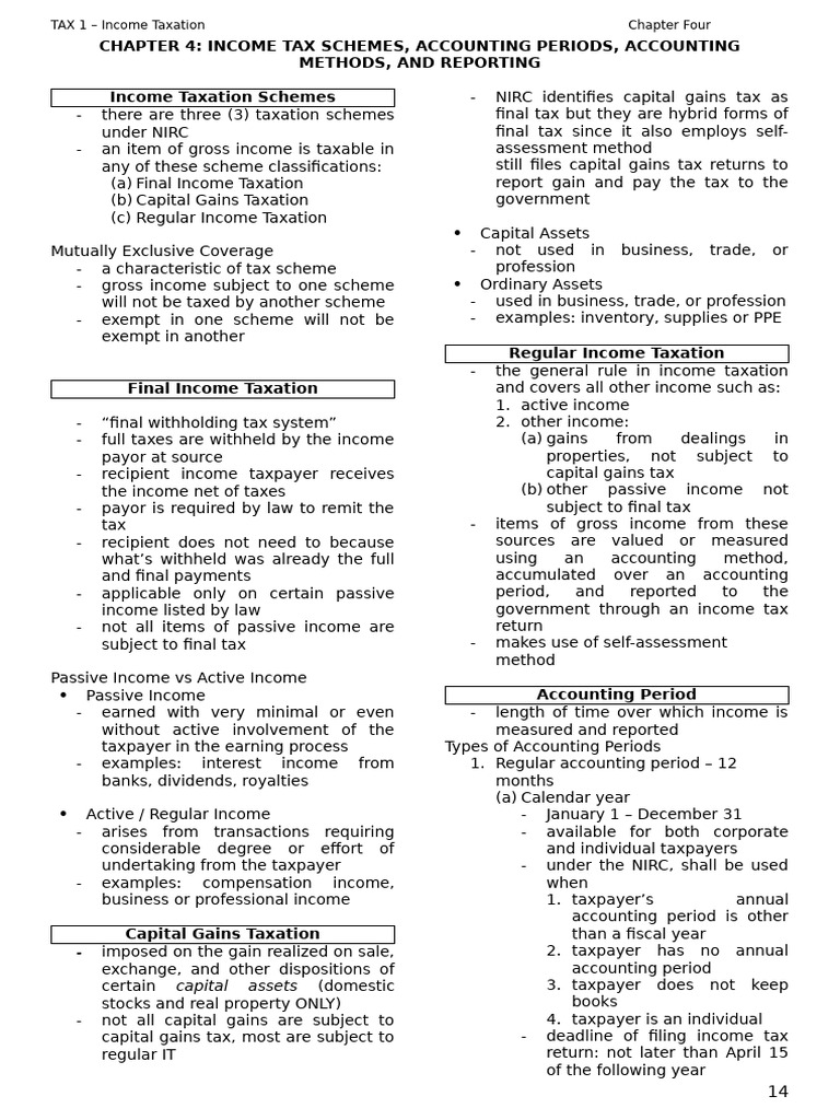 Income Taxation Schemes and Methods | PDF | Taxes | Income Tax