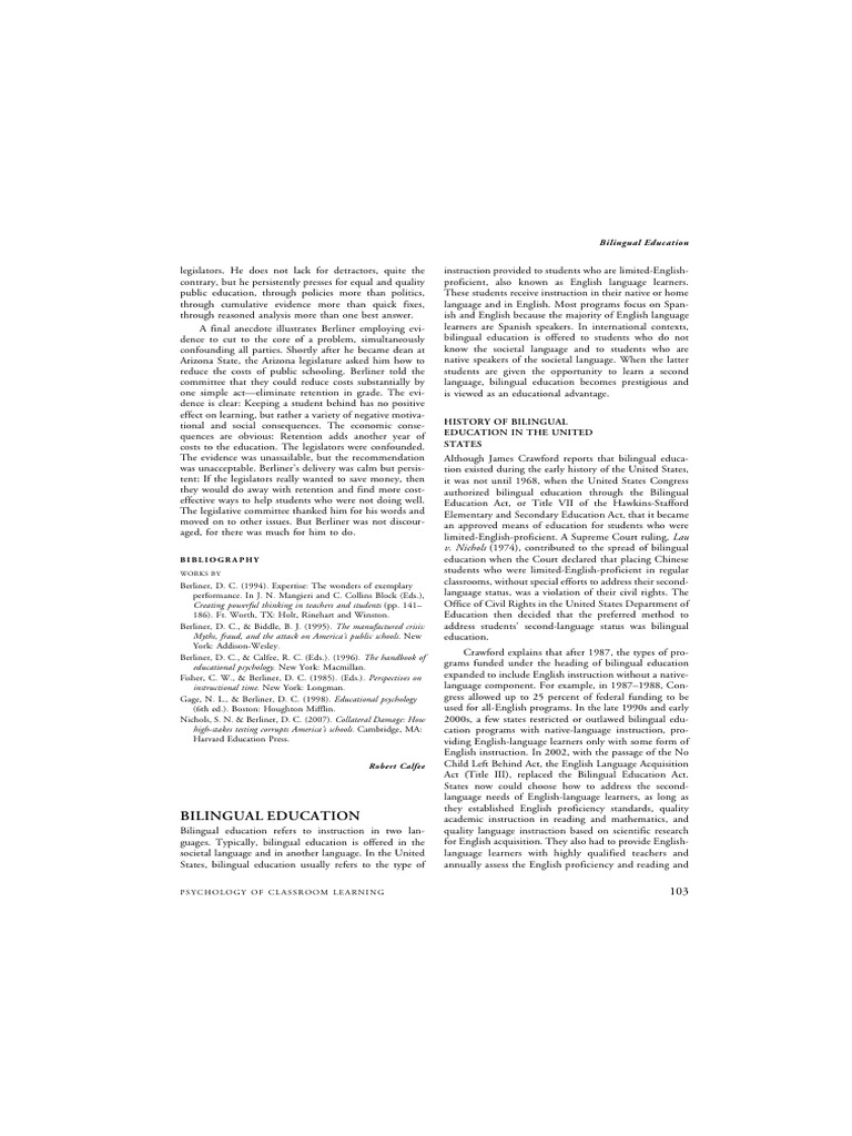 Bilingual_Education | PDF | Multilingualism | English As A Second Or ...
