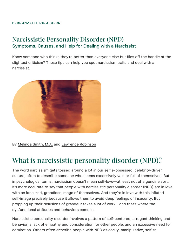 Understanding Narcissistic Personality Disorder | PDF | Narcissism ...