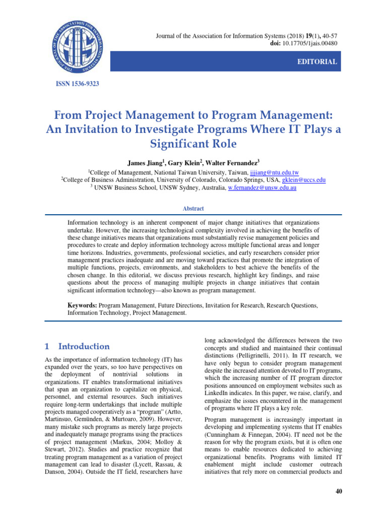 IT's Role in Program Management Insights | PDF | Project Management | Goal