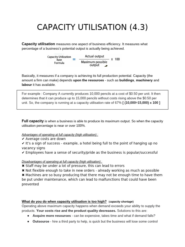 Capacity Utilisation | PDF | Capacity Utilization | Outsourcing