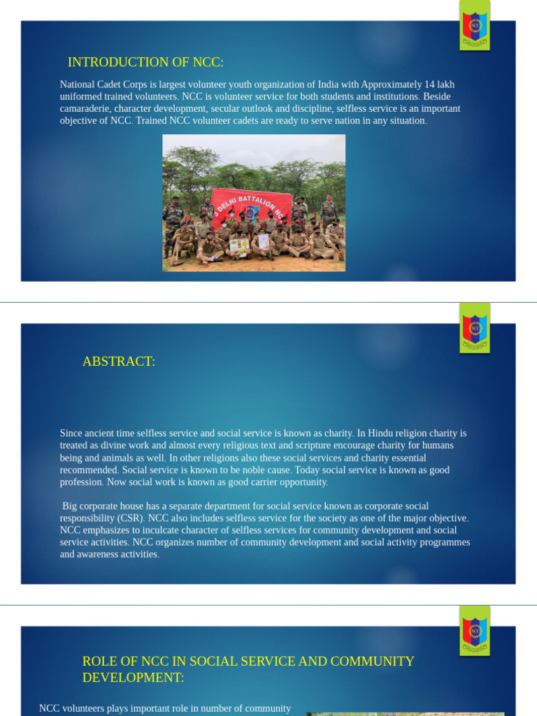 NCC's Role in Community Service Initiatives | PDF