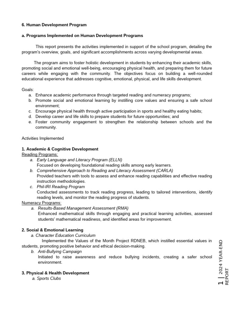 2024 Human Development Program Report | PDF | Teachers | Learning