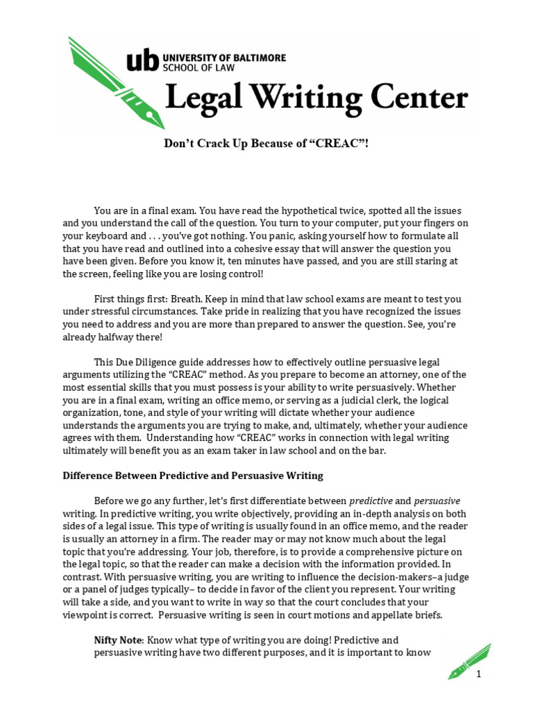 Mastering CREAC for Legal Writing | PDF | Negligence | Duty Of Care