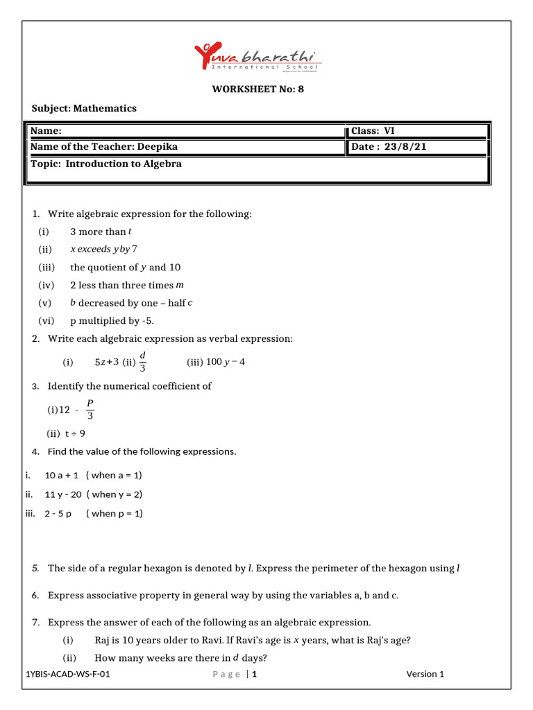 GIDB5241536-Introduction To Algebra | PDF | Elementary Mathematics ...