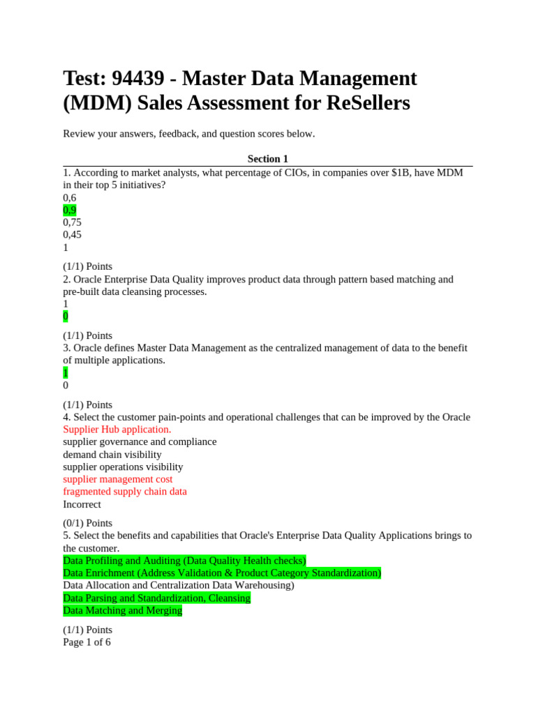 MDM Sales Assessment for Resellers | PDF | Data Quality | Customer ...