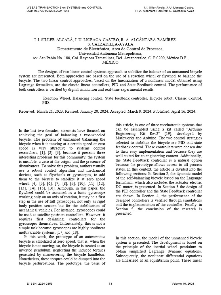  mexico using a flywheel to stabilize a self balancing bicycle pdf