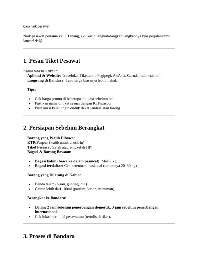 Panduan Naik Pesawat untuk Pemula | PDF