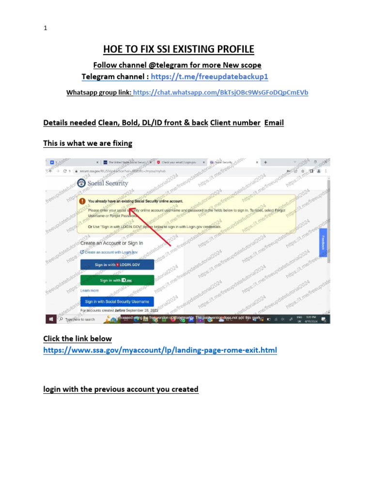 Fixing SSI Profile Instructions | PDF