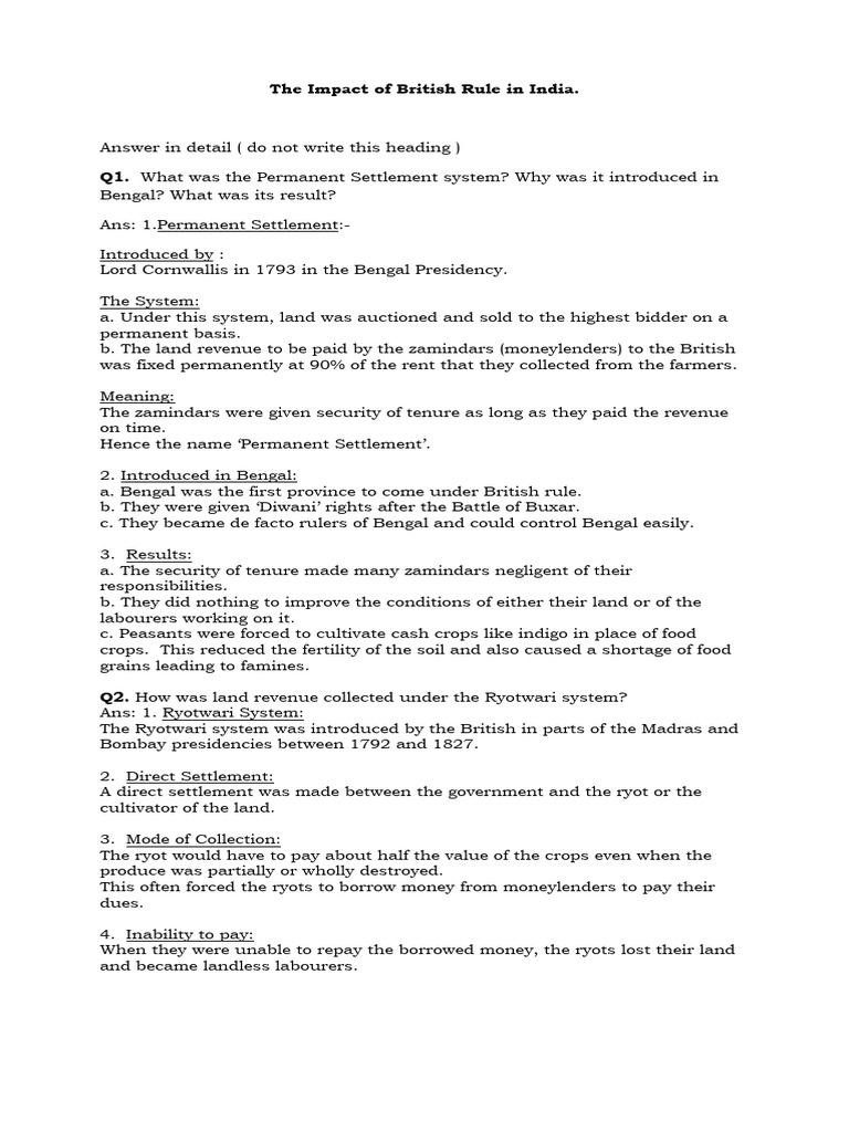 The Impact of British Rule in India | PDF | British Raj | Economies