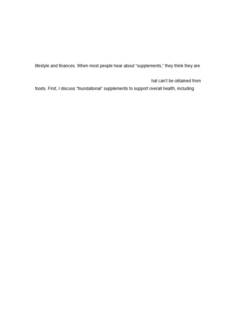 106 Developing A Rational Approach To Supplementation For Health ...