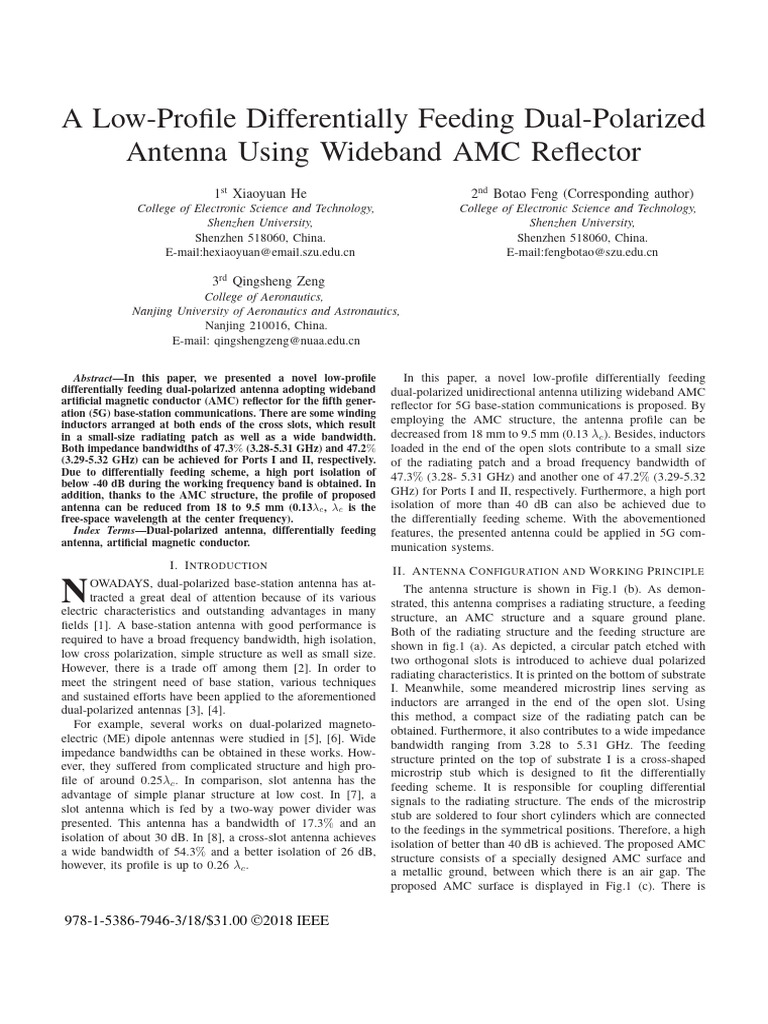 A Low-Profile Differentially Feeding Dual-Polarized Antenna Using ...