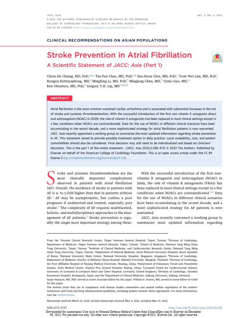 Stroke Prevention in Atrial Fibrillation, part 1 | PDF | Stroke ...