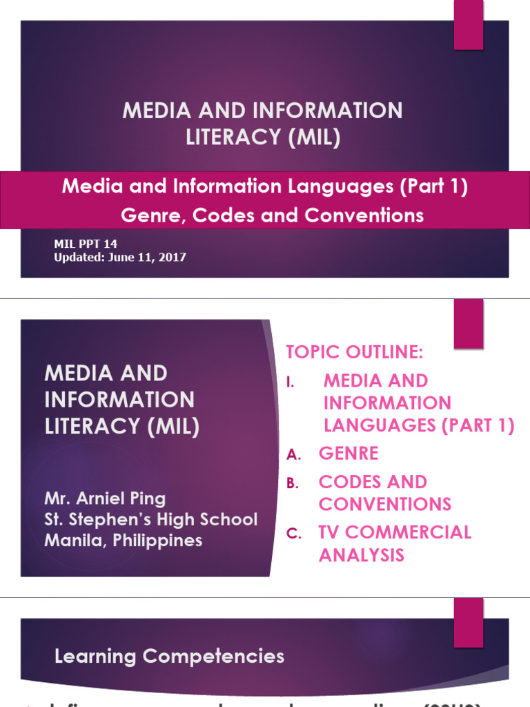 7.MIL 6. Media and Information Languages (Part 1)- Genre, Codes and ...