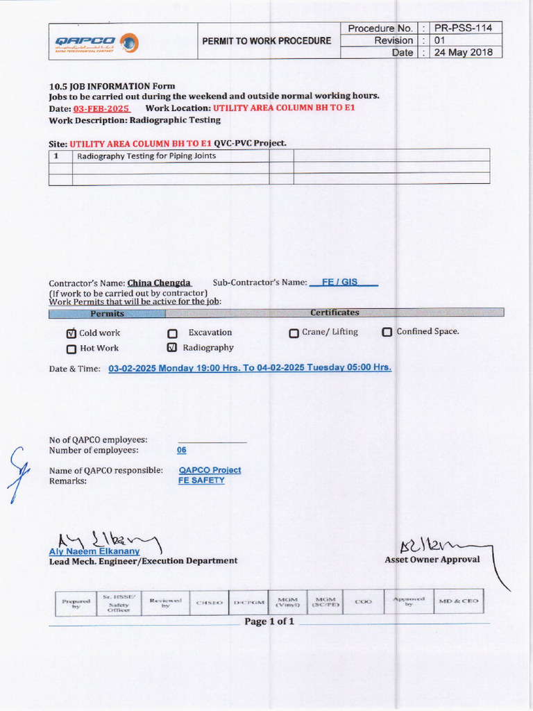 Job Information Form (RT) - 03.02.2025 UTILITY AREA | PDF