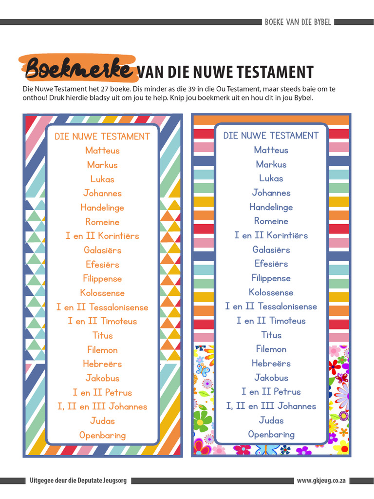 Boekmerk Van Die Nuwe Testament in Kleur | PDF