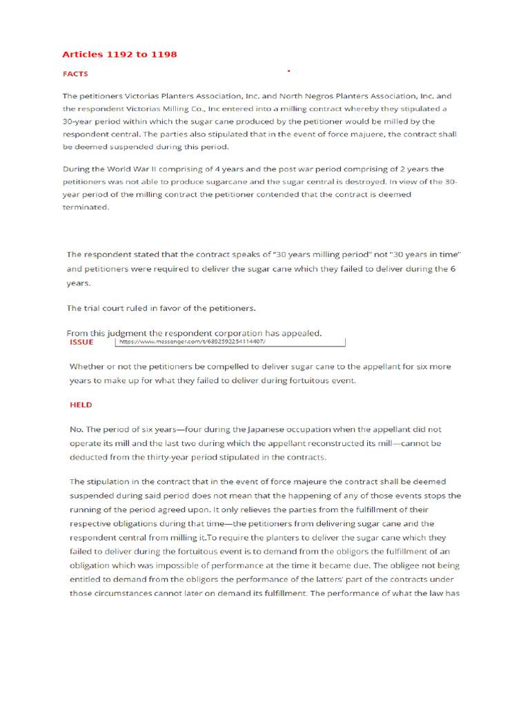Articles 1192 to 1198 Cases | PDF | Complaint | Paper