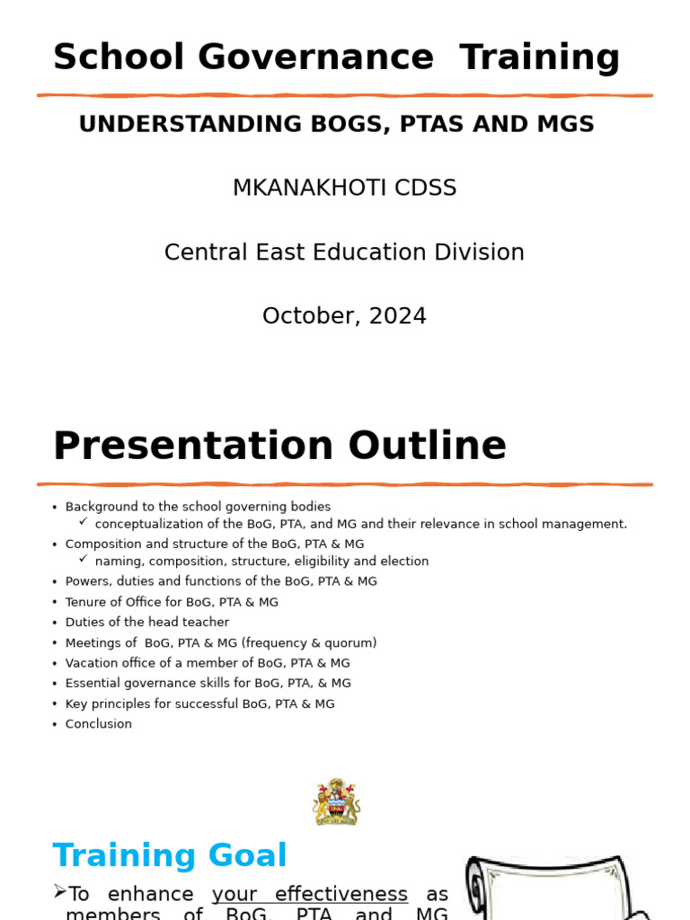 SCHOOL GOVERNING BODIES' TRAINING-2024 | PDF | Governance | Teachers