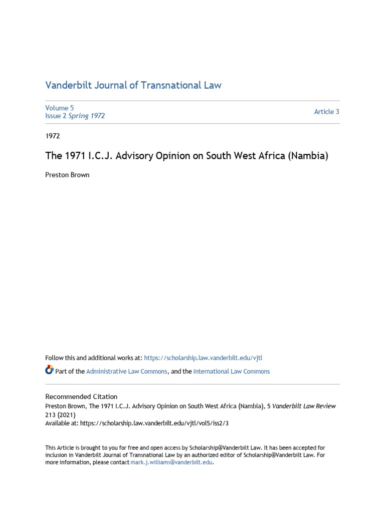 1971 I.C.J. Opinion on Namibia | PDF | Treaty | United Nations