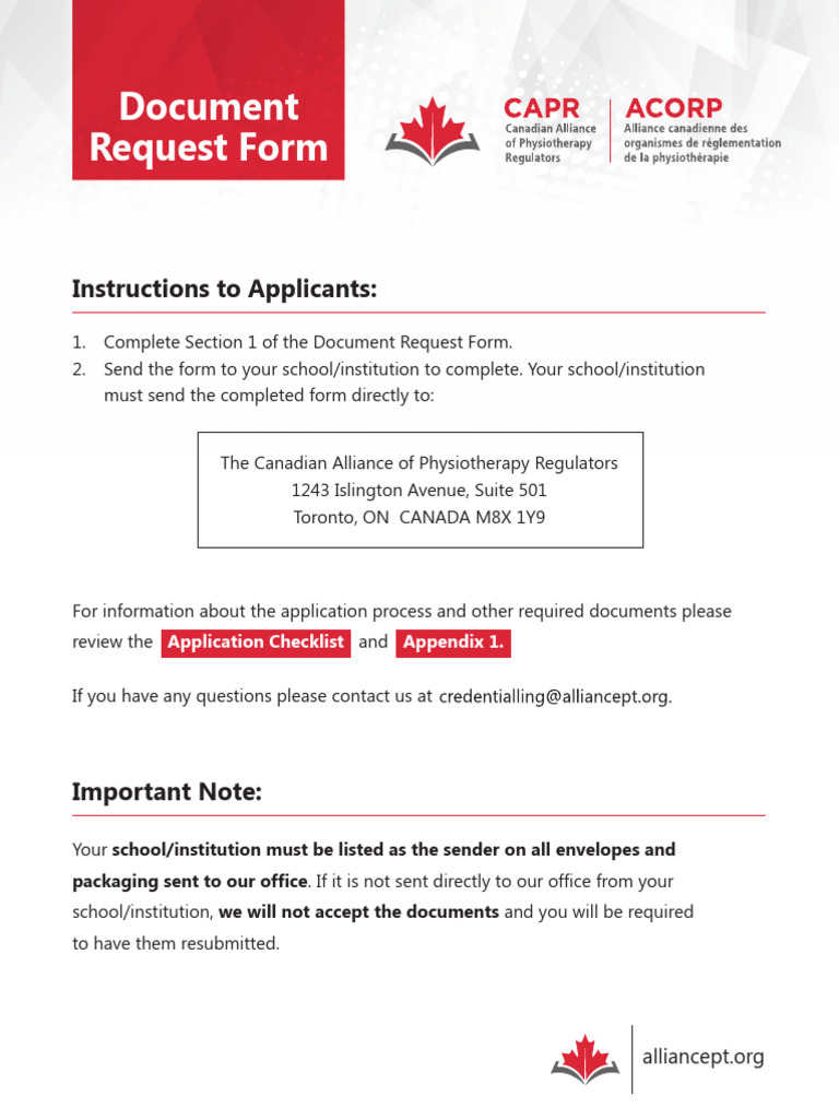 Physiotherapy Document Request Form | PDF | Physical Therapy