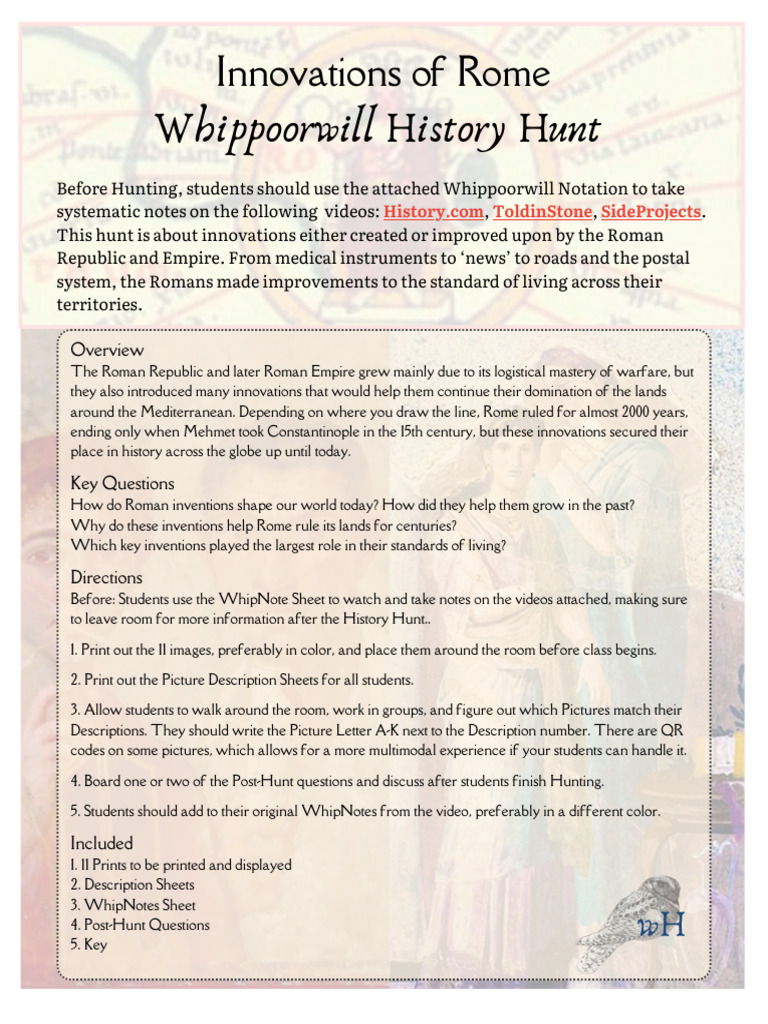 Inventions of Rome History Hunt | PDF | Calendar | Roman Empire