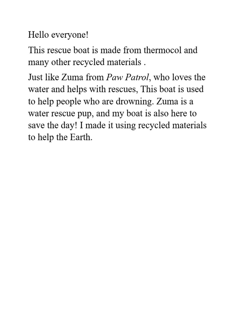 Eco-Friendly Rescue Boat Model | PDF