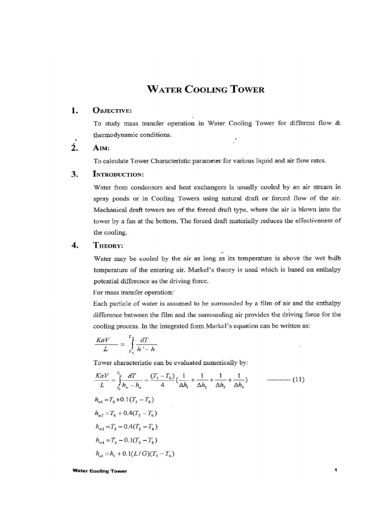 Water Cooling Tower | PDF | Evaporation | Heat Transfer