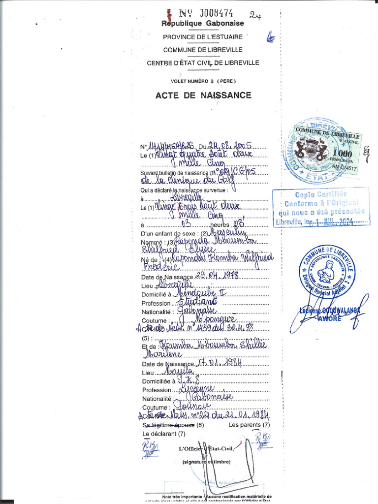 Acte de Naissance 2 | PDF