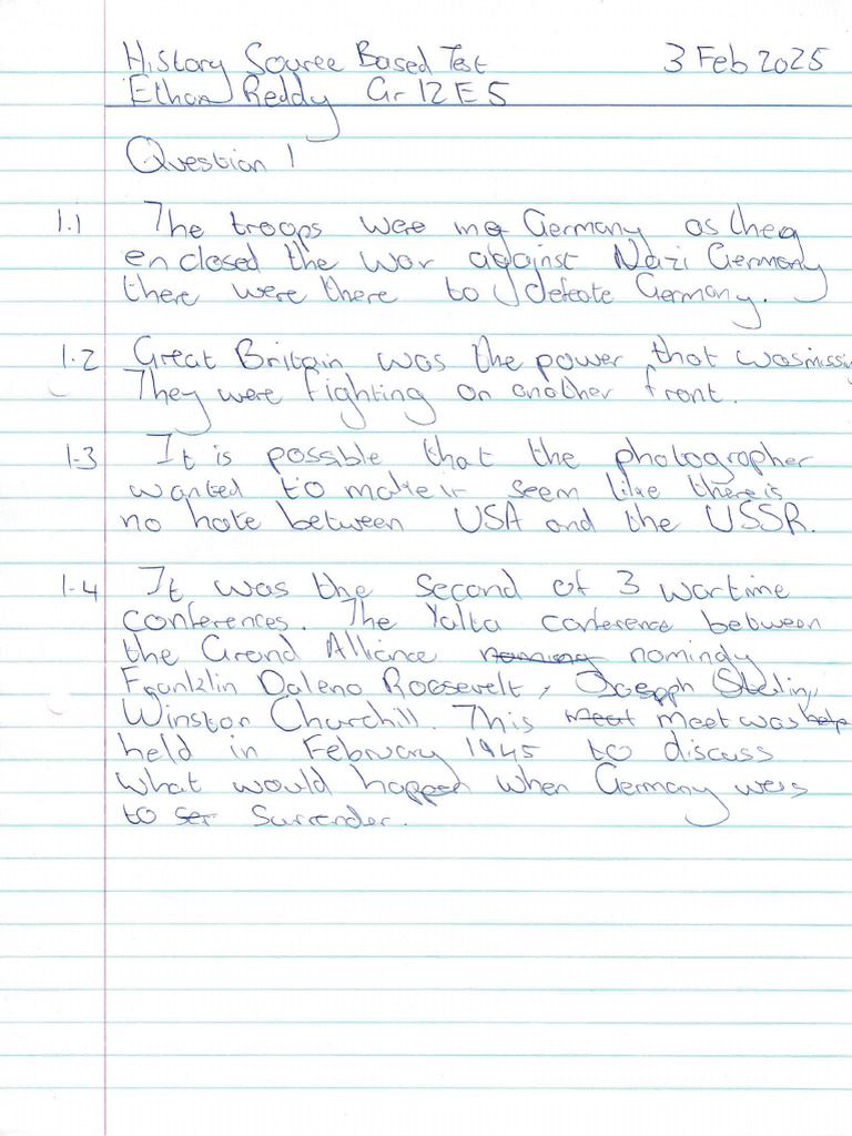 Ethan Reddy History Term 1 Source Based Test | PDF