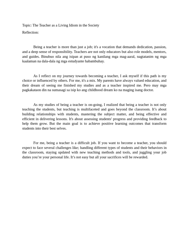 The Teacher's Role in Society Explained | PDF