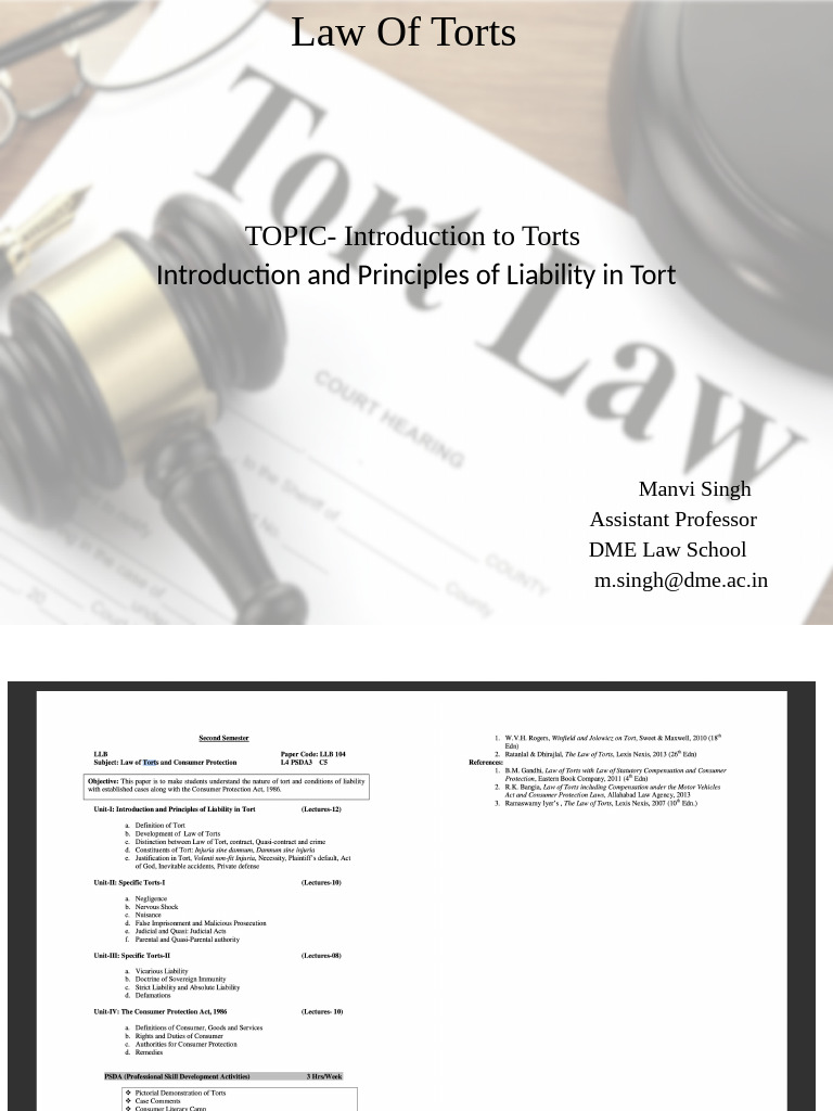 Introduction to Law of Torts Principles | PDF | Tort | Negligence