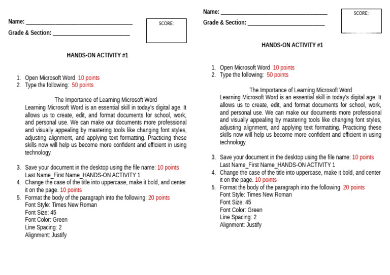 Microsoft Word Practice Activity | PDF | Microsoft Word | Typefaces