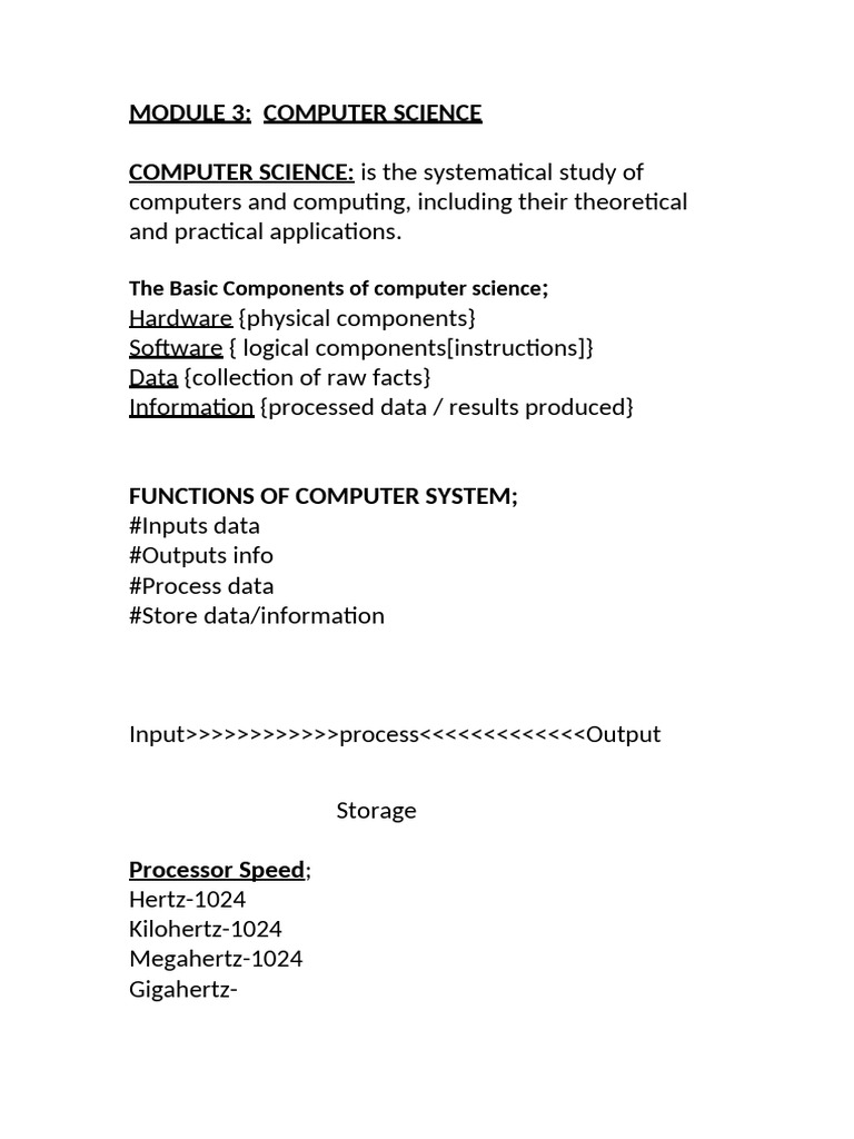 Introduction To Computer Systems and Hardware | PDF | Computer Data ...