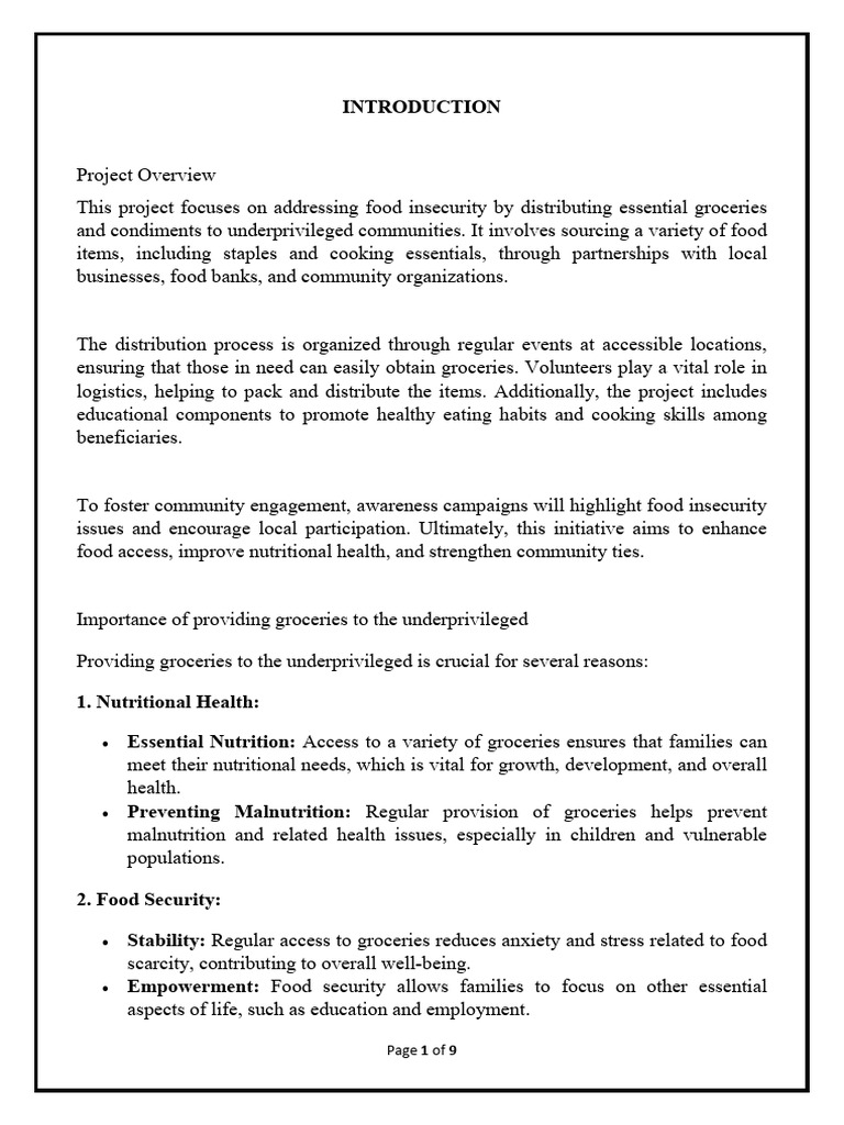 Combating Food Insecurity Initiative | PDF | Food Security | Grocery Store