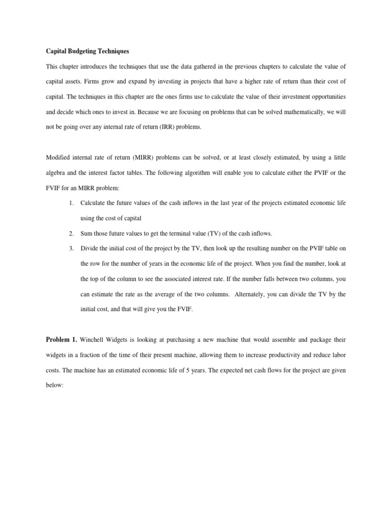 Capital Budgeting Techniques Explained | PDF | Net Present Value ...