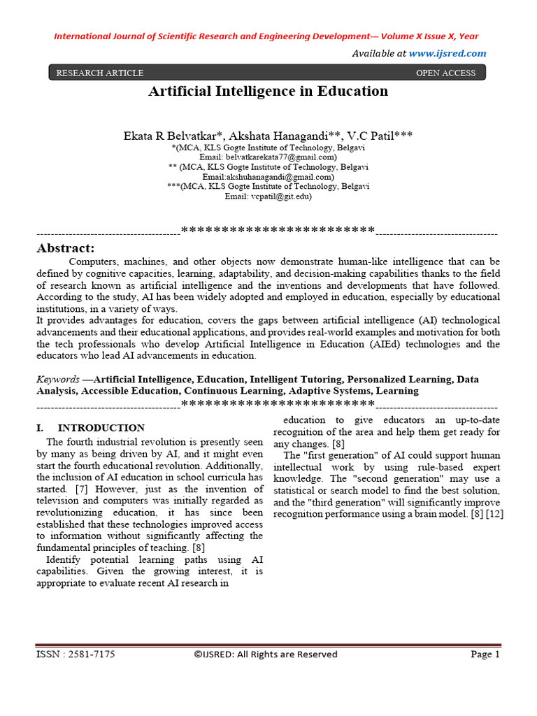 Artificial Intelligence in Education | PDF | Artificial Intelligence ...